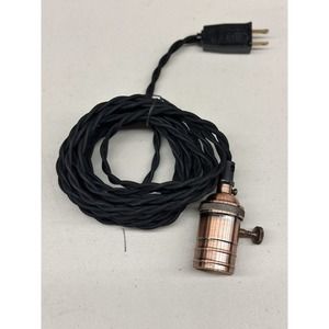 Single Vintage Bulb Cloth Covered Cord Edison Socket Plug Pendant Light